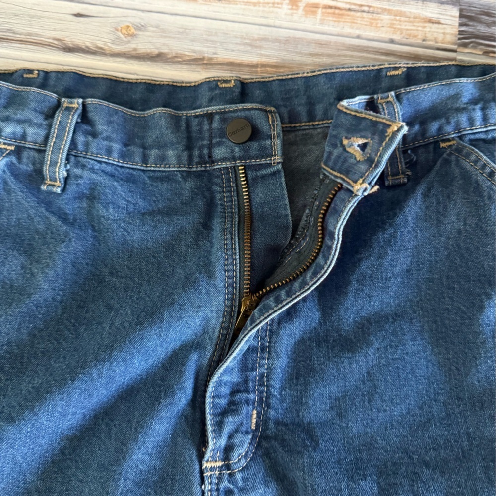 Men's Carhartt Flame-Resistant Signature Denim Dungaree Jeans - Picture 12 of 12